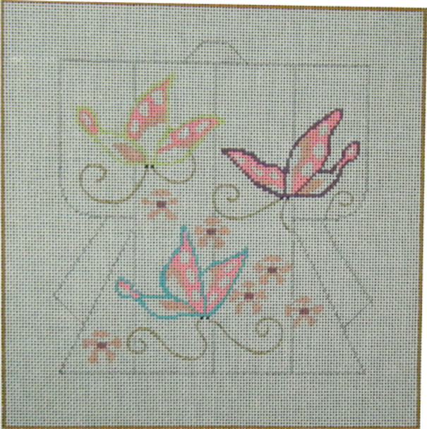 AJMK3	Mini Kimono - Butterflies (outline)	8x8		18 Mesh Tapestry Fair ANNE JERLOW DESIGNS