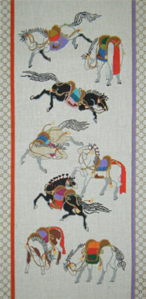 AJ801 Hokusai Horses Bordered 12x24	18 Mesh Tapestry Fair ANNE JERLOW DESIGNS