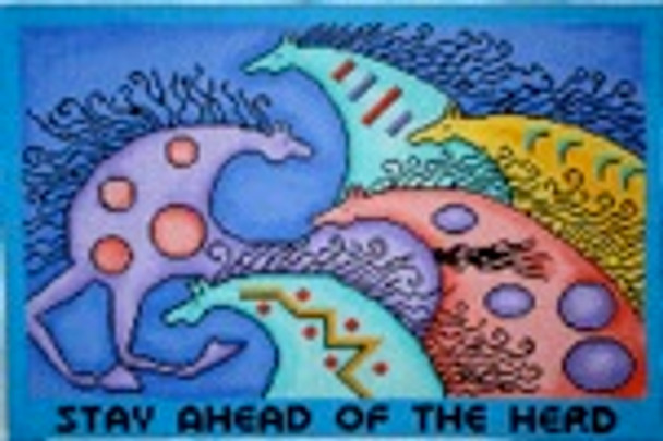 P-4A - Stay Ahead of the Herd	10.5x7	18 Mesh Tapestry Fair PEGGY O'LEARY DESIGNS