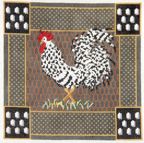 C-7 Rooster - black & white 7 x 7 18 Mesh COASTER The Meredith Collection