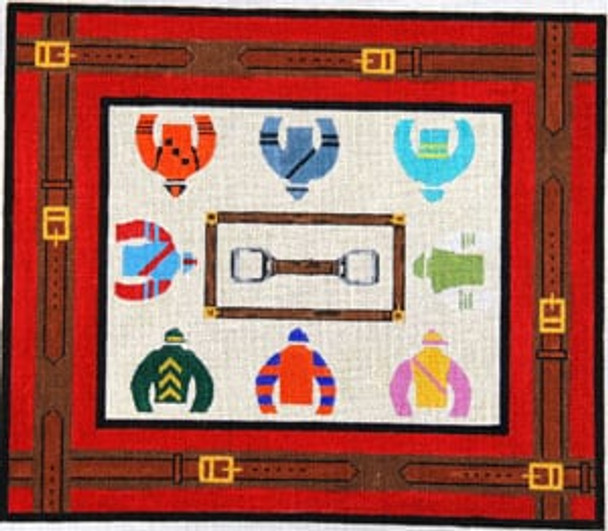 Pillow/Wall Hanging C-290 Silks with Border 12 x 14  18 The Meredith Collection