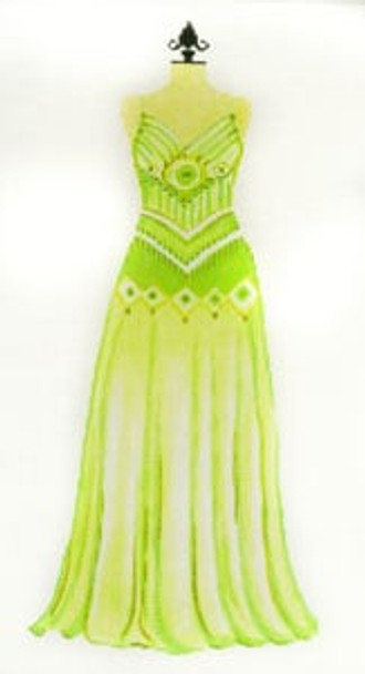 C-508d Evening Gown - Lime Green with Spag. Straps 8 x 14 18 Mesh Meredith Collection