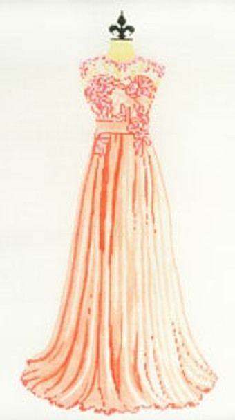 C-508c Evening Gown - Peach and Pink 8 x 14 18 Mesh Meredith Collection