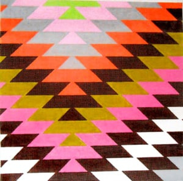 C-515h Kilim Star Pink, Brown, Gray, and Green 16 x 16  13 Mesh Meredith Collection