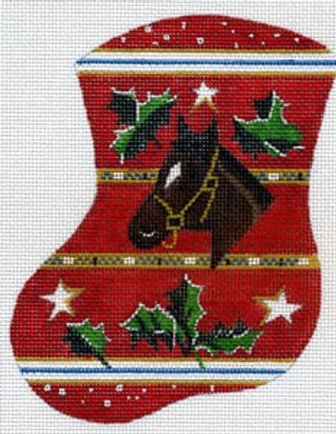 MX-4 Horse and Holly 18 Mesh CHRISTMAS MINI STOCKING The Meredith Collection