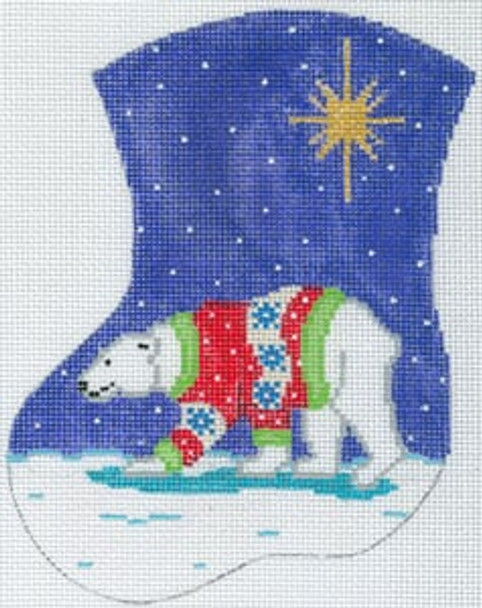 MX-179 Polar Bear in Sweater 18 Mesh CHRISTMAS MINI STOCKING The Meredith Collection