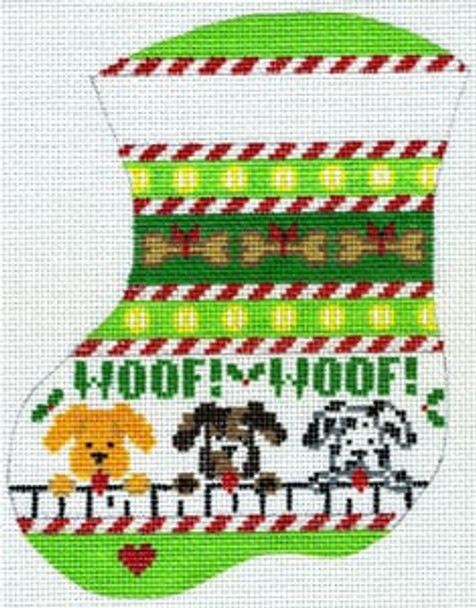 MX-173c Dog Sampler 18 Mesh CHRISTMAS MINI STOCKING The Meredith Collection