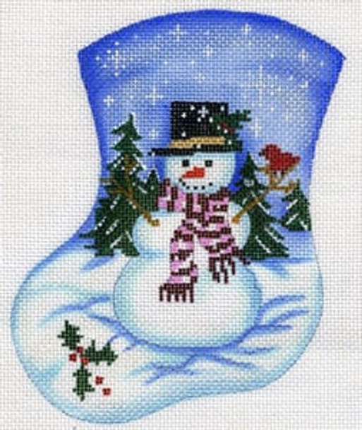 MX-114 Snowman with Red Bird 18 Mesh CHRISTMAS MINI STOCKING The Meredith Collection