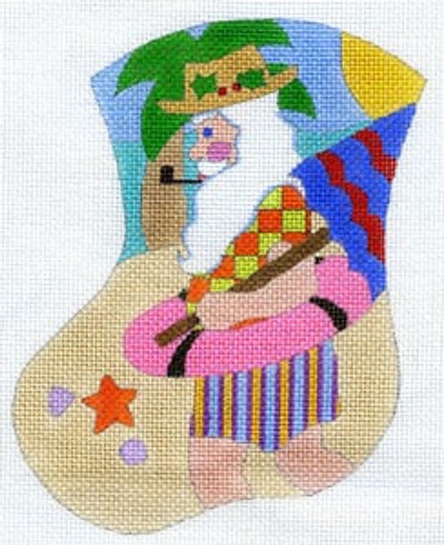 MX-149a Beached Santa 18 Mesh CHRISTMAS MINI STOCKING The Meredith Collection