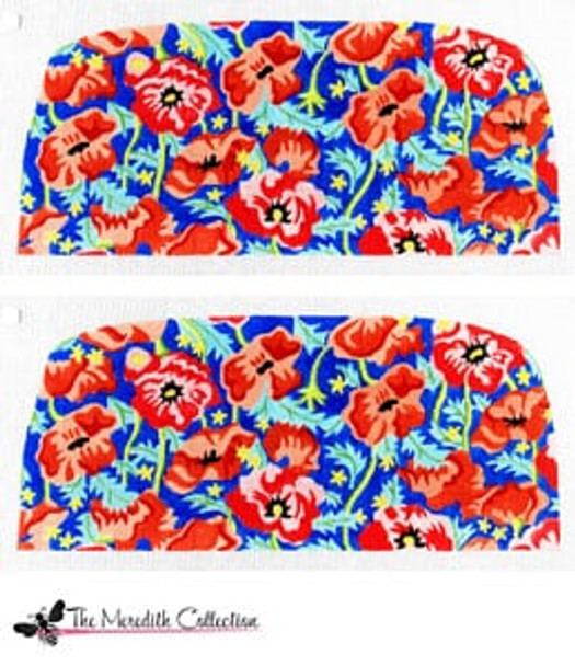 PB-184 Orange and Pink Poppies - Navy Bkg. 2 Sides 18 Mesh Purse PB-Adelaide The Meredith Collection