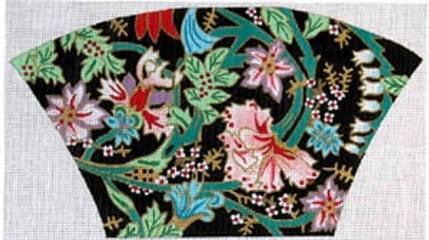 PF-186 Holly Floral 2 Sides 18 Mesh Fan Clutch The Meredith Collection