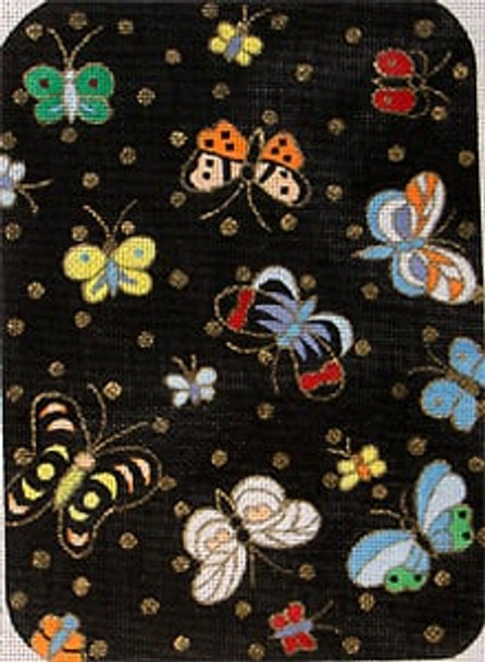 PP-78 Iridescent Butterflies on Black 18 Mesh Petite Clutch The Meredith Collection