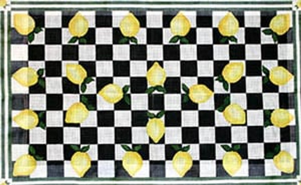 R-59 Lemons and Checks 29 x 46 10  Mesh Rug The Meredith Collection