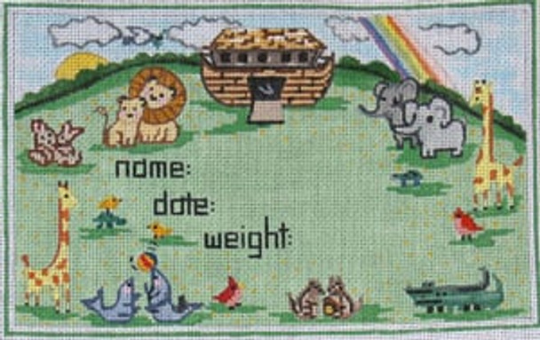 S-9 Noah's Ark - Birth Announcement - With Giraffe and Animals 5 1/2 x 9 18 Mesh SIGN The Meredith Collection