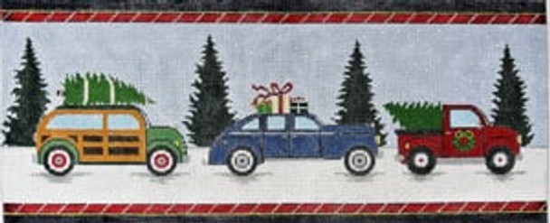 S-192 Vintage Christmas Cars 8 x 19 18 Mesh SIGN The Meredith Collection