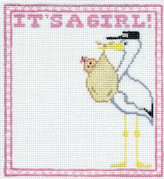 T-3a It's a Girl Sampler - Baby info not included in price 4 1/2 x 5 18  Mesh The Meredith Collection