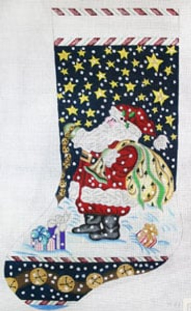 X-27 Santa with Jingle Bells 18 Mesh CHRISTMAS STOCKING The Meredith Collection