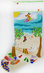X-139 Santa's Beach vacation 18 Mesh CHRISTMAS STOCKING The Meredith Collection