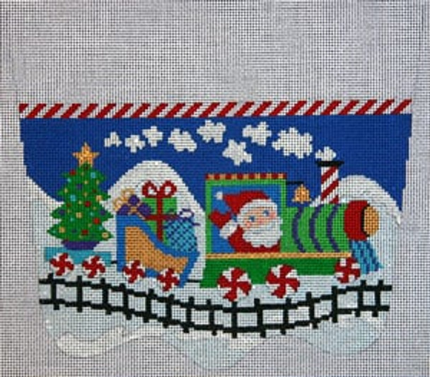 XC-22 Santa's Toy Train 13 Mesh CHRISTMAS STOCKING CUFF The Meredith Collection
