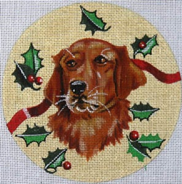 XO-61r Golden Retriever with Holly 6" Round 18 MeshThe Meredith Collection