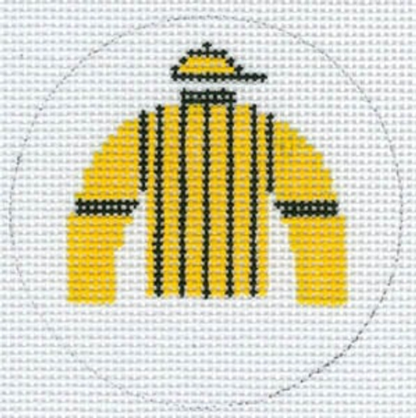 XO-140a Jockey Silk Ornament with Yellow and Black Stripe 18 Mesh The Meredith Collection