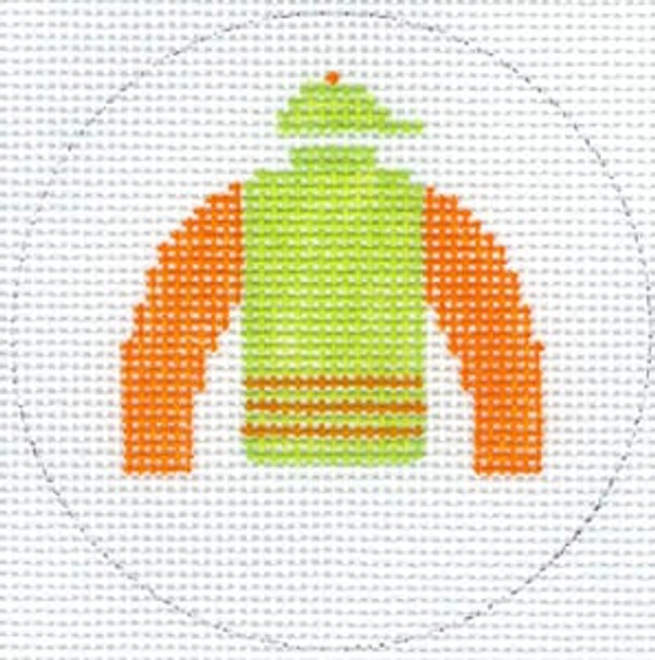 XO-140e Jockey Silk Ornament Green with Orange Sleeves 18 Mesh The Meredith Collection
