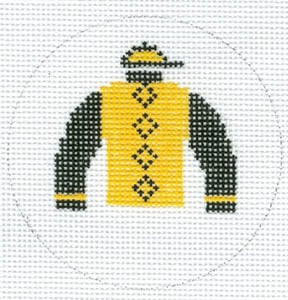 XO-140o Jockey Silk Ornament Brown and Yellow Diamonds 18  Mesh The Meredith Collection