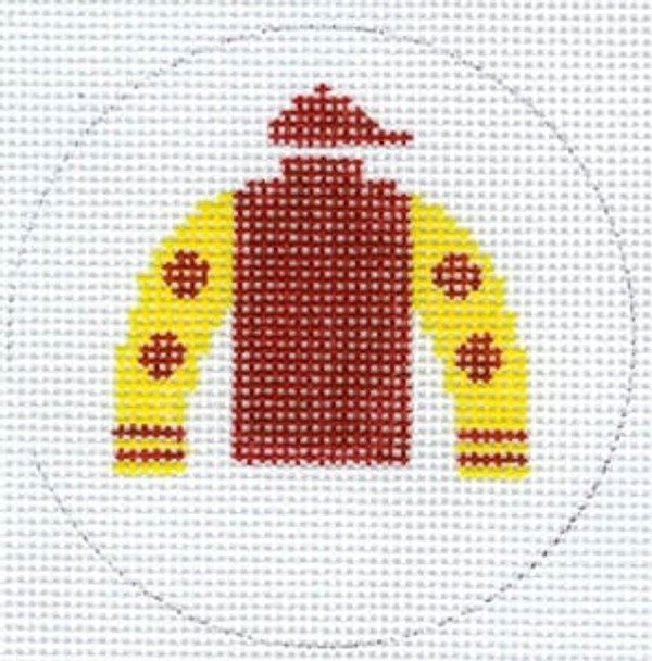 XO-140cc Jockey Silk Ornament Red with Yellow Sleeves 13 Mesh The Meredith Collection