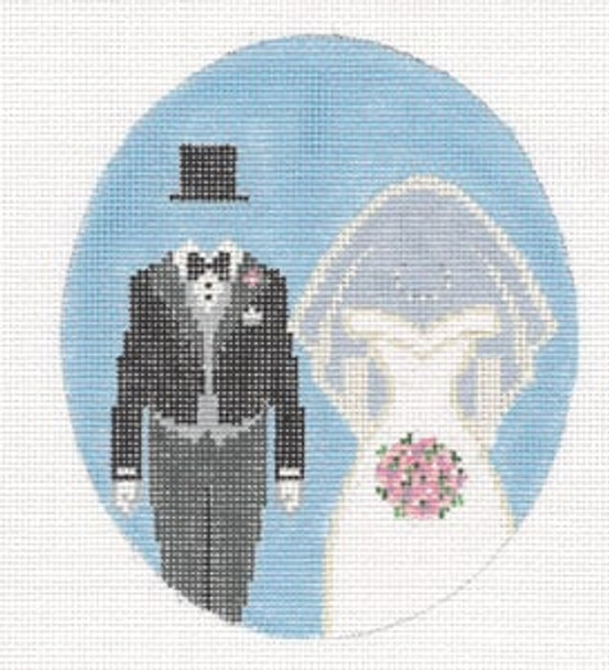 XO-193e Bride and Groom 5 1/2 " oval 18 Mesh The Meredith Collection