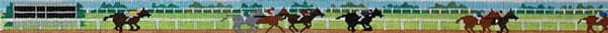 86b Thoroughbred Race Track Scene with Horses, Track, Tote board 1 1/8" 18 Mesh Belt The Meredith Collection 38.5 inches