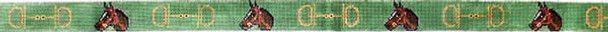 80 Horse Head w/ Bits on Green 1 1/8" 18 Mesh Belt The Meredith Collection 38.5 inches