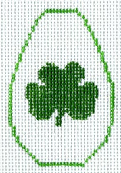 KO-9a Shamrock Canvas and Leather 18 Mesh KEY CHAIN - OVAL The Meredith Collection