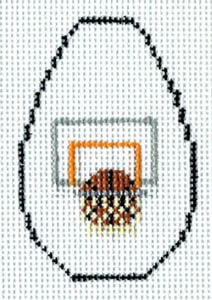 KO-11c Basketball And Goal Canvas and Leather 18 Mesh KEY CHAIN - OVAL The Meredith Collection