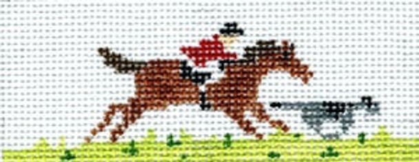KL-8L Fox Hunt- with Horse and Dog Canvas and Leather 18 Mesh KEY CHAIN - LONG The Meredith Collection
