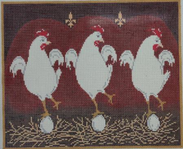 WK2072 Dancing Chickens 9.5X12  13 Mesh Cooper Oaks Designs