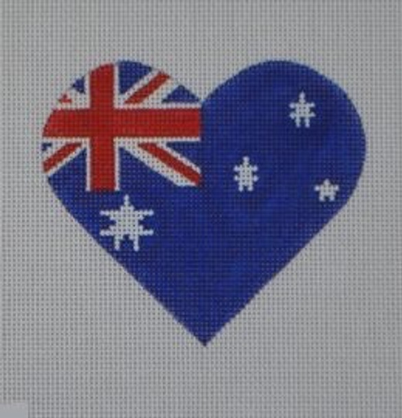 HT21 Australian Flag Heart 3.25 x 3.75 18 Mesh Pepperberry Designs 