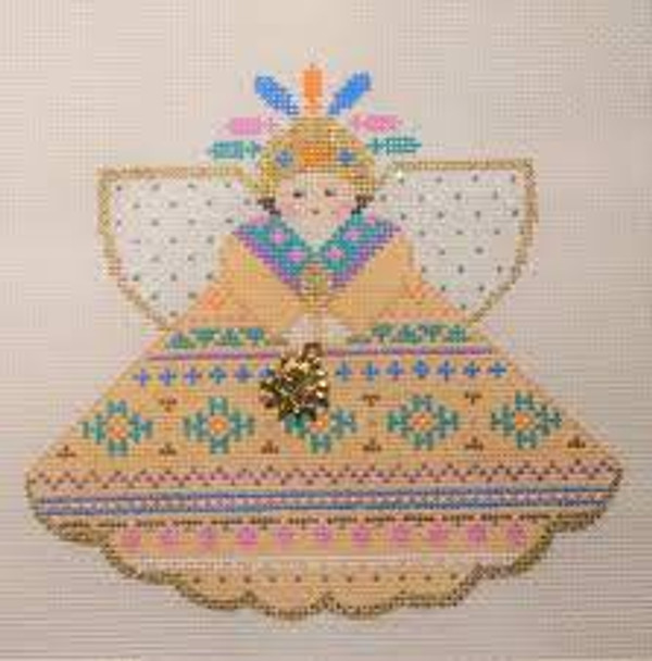 (PPD) PP996KA Angel With Charms Aztec Princess (Pale Multi)l  5.25 x 4 18 Mesh Painted Pony Designs