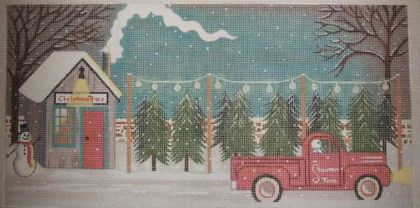MCCL01 Christmas/Winter Landscape: Snowman’s Tree Farm 12" x 6" 18 Mesh Mary E. Charles