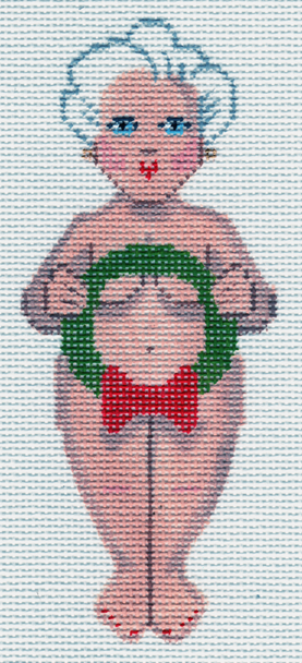 LL338B Labors Of Love Naked Mrs. Santa  With Wreath 18 Mesh 2.25x5.25