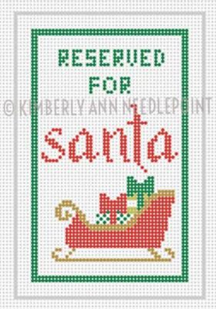 SC-11 RESERVED FOR SANTA, ORNAMENT 4"X 4" 18 Mesh KIMBERLY ANN NEEDLEPOINT!