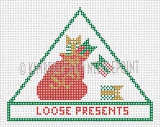 SC-07 LOOSE PRESENTS, ORNAMENT 4"X 4" 18 Mesh KIMBERLY ANN NEEDLEPOINT!