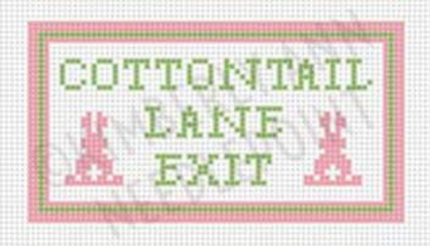 ESS-12 COTTONTAIL LANE EXIT, ORNAMENT 4"X 4" 18 Mesh KIMBERLY ANN NEEDLEPOINT!