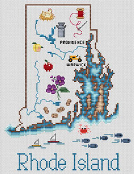 Rhode Island Map by Sue Hillis Designs 7462 