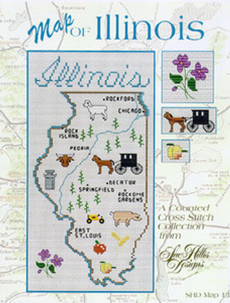 Illinois Map by Sue Hillis Designs 7436 