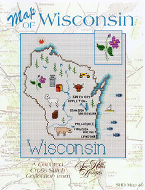 Wisconsin Map by Sue Hillis Designs 7472 