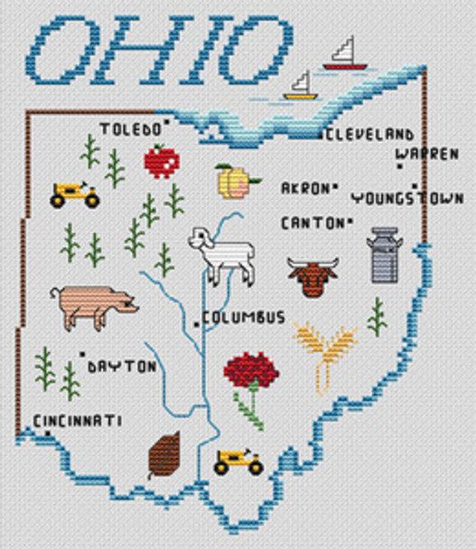 Ohio Map by Sue Hillis Designs 7458 