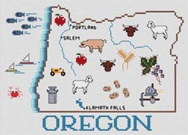 Oregon Map by Sue Hillis Designs 7460 