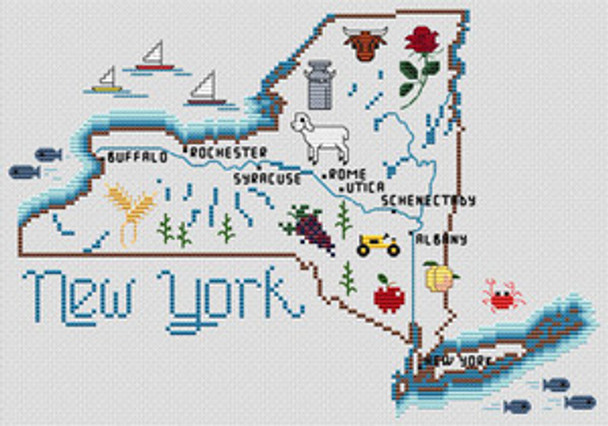 New York Map by Sue Hillis Designs 7455 