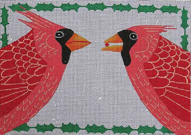 Maggie & Co. M-1868 Cardinals & Holly © Marie Samsone 6 x 8" 18 Mesh