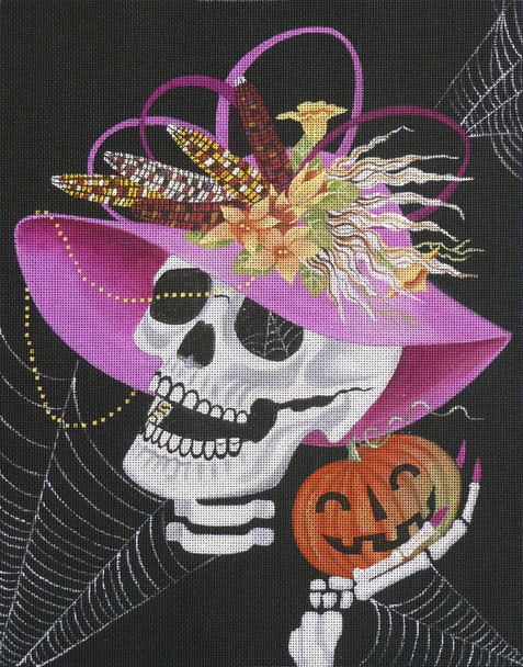 5147 Leigh Designs Miss Borden Skull 11" x 14" 18 Mesh Skull & Bone